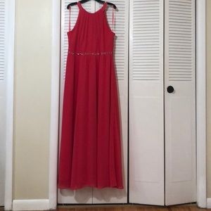 SLNY Women’s Pink Beaded Halter Back Dress Size 14